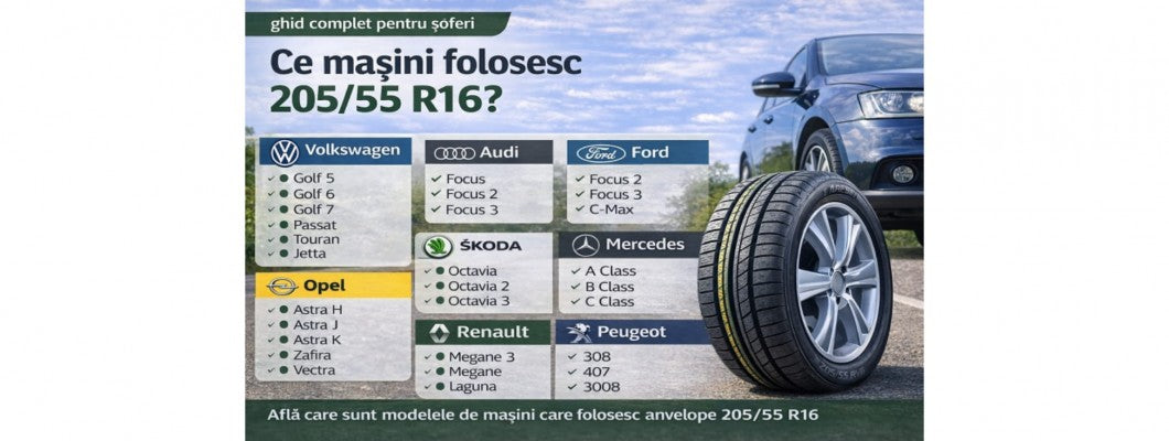 Ce mașini folosesc anvelope 205/55 R16? Ghid complet pentru șoferi