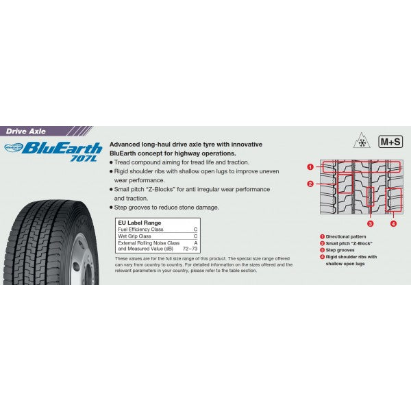 Anvelopa Vara 295/60R22.5 150/147L YOKOHAMA BLUEARTH 707 L Imagine principală a produsului